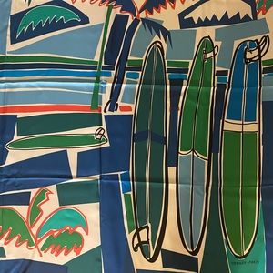 HERMES  Paris - Silk Scarf, 90 cm. Bleu/Vert/Rouge (90 cm=35.4 inches)